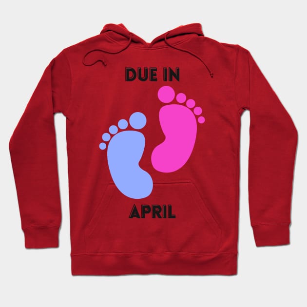 Due in April Mom to Be Baby Footprint Hoodie by mebcreations